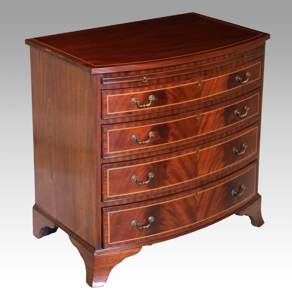 The Quality Edwardian Mahogany Inlaid Bow Fronted Chest