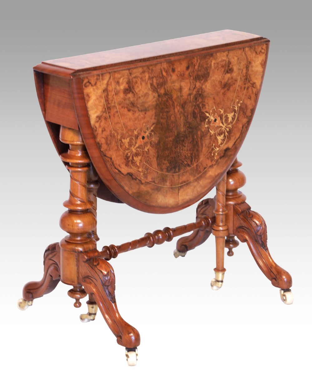 An Fine Victorian Burr Walnut Cabriole Leg Baby Sutherland Table