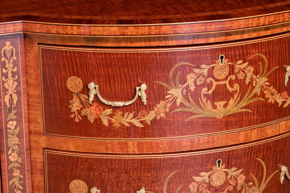 A Superb Late Victorian Mahogany Inlaid Serpentine Commode View III