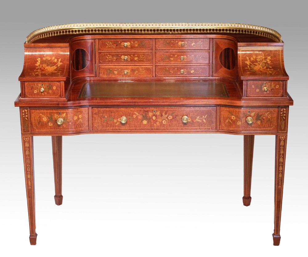 An Fine Late Victorian Mahogany Inlaid Carleton House Style Desk
