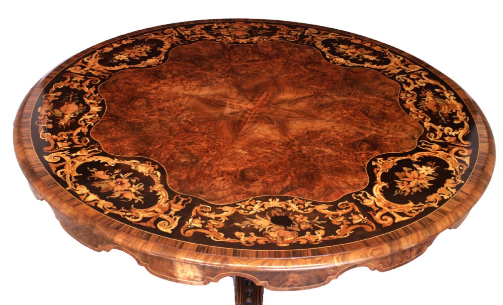 An Exhibition Quality Victorian Inlaid Burr Walnut Centre Table View II