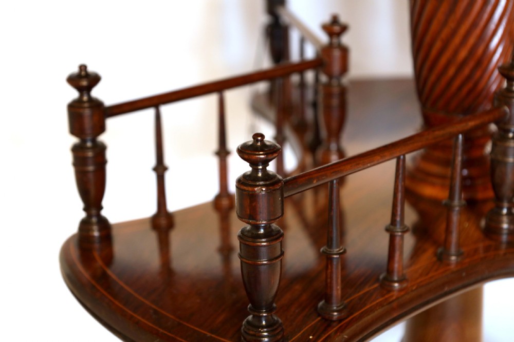 A Quality Late Victorian Inlaid Rosewood Revolving Library Table View VII