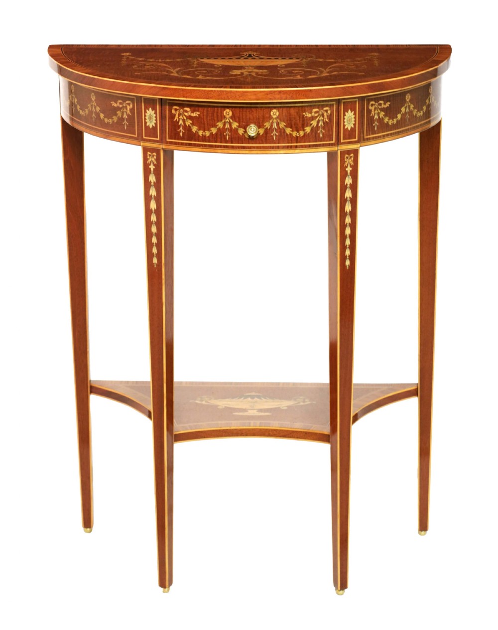 A Late 19th Century Mahogany Inlaid Demi-Lune Table