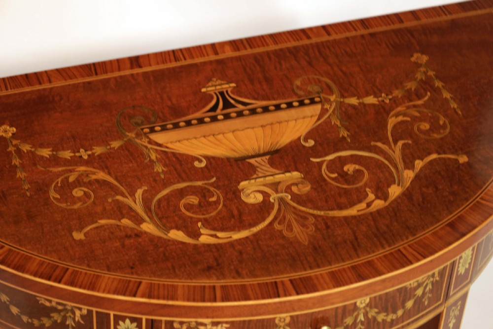 A Late 19th Century Mahogany Inlaid Demi-Lune Table View II
