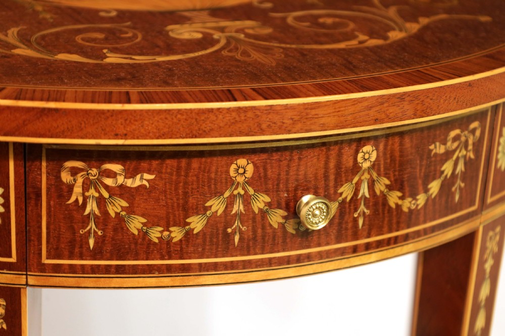 A Late 19th Century Mahogany Inlaid Demi-Lune Table View V