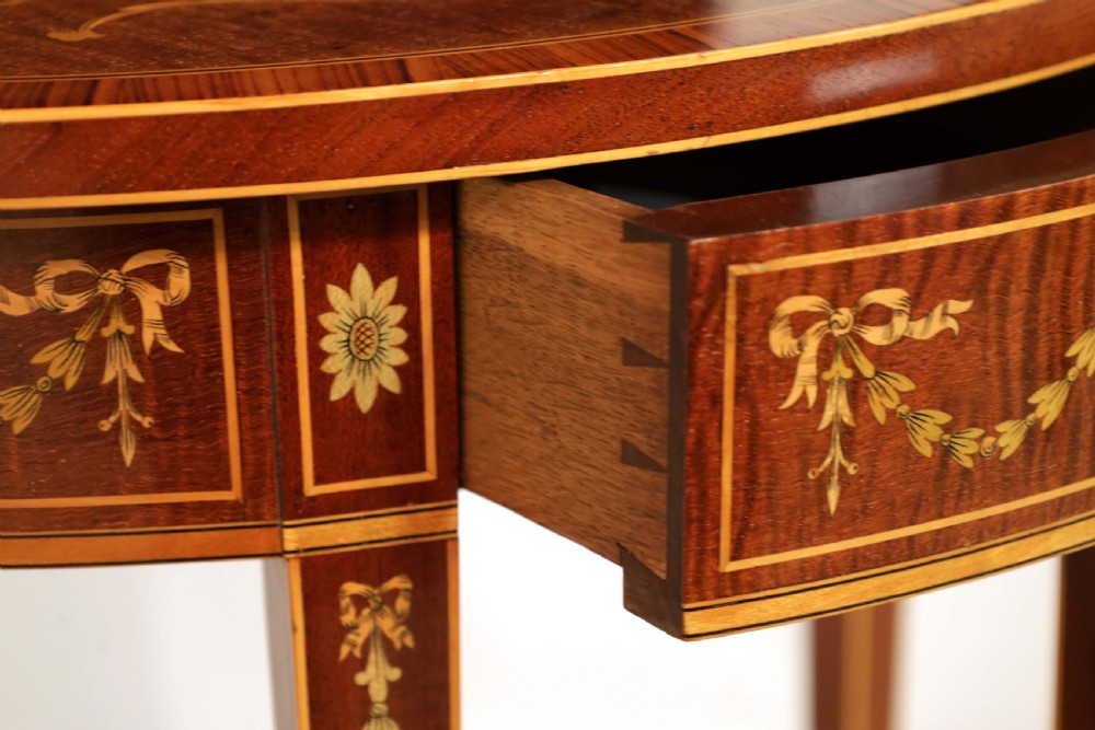 A Late 19th Century Mahogany Inlaid Demi-Lune Table View VI