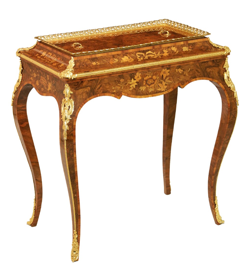 A Late 19th Century Walnut And Marquetry Jardinière Table