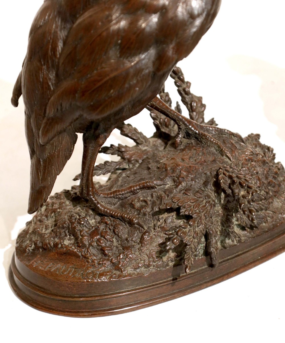 Ferdinand Pautrot, French, (1832 - 1874) A Pair Of French Bronze Game Bird Sculptures View III