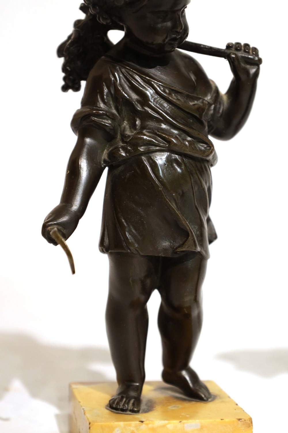 A Pair Of Victorian Bronze and Sienna Marble Harvest Putti Sculptures View IV