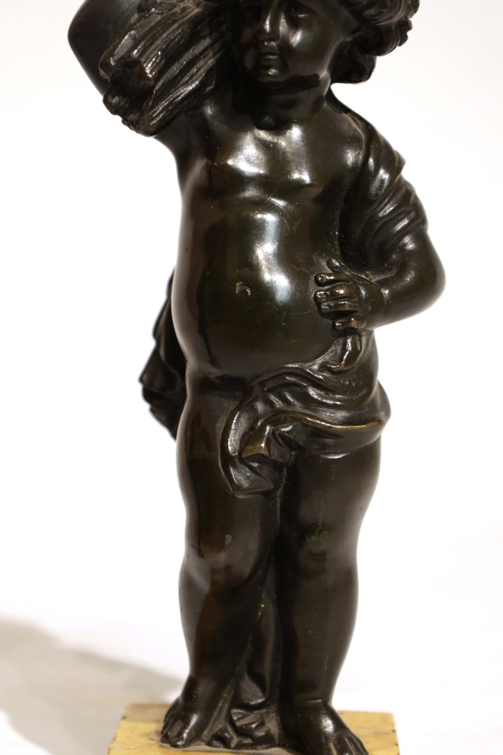 A Pair Of Victorian Bronze and Sienna Marble Harvest Putti Sculptures View V