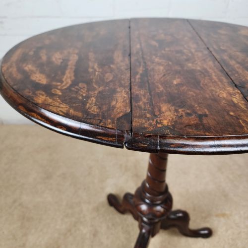 A VICTORIAN BURR WALNUT AND MAHOGANY SWIVEL TOP DROP LEAF OCCASIONAL TABLE - ADDITIONAL PHOTO 3
