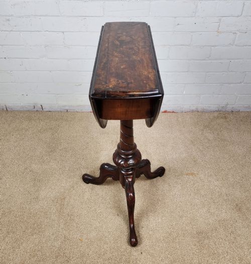 A VICTORIAN BURR WALNUT AND MAHOGANY SWIVEL TOP DROP LEAF OCCASIONAL TABLE - ADDITIONAL PHOTO 8