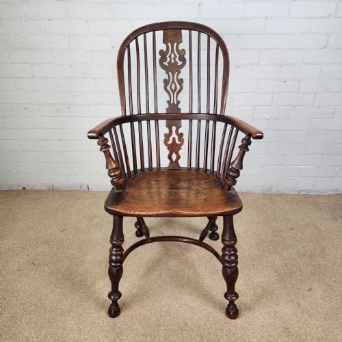 ANTIQUE WINDSOR CHAIR WITH CRINOLINE STRETCHER NOTTINGHAMSHIRE 19TH C - ADDITIONAL PHOTO 1