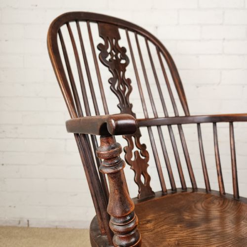 ANTIQUE WINDSOR CHAIR WITH CRINOLINE STRETCHER NOTTINGHAMSHIRE 19TH C - ADDITIONAL PHOTO 7