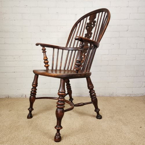 ANTIQUE WINDSOR CHAIR WITH CRINOLINE STRETCHER NOTTINGHAMSHIRE 19TH C - ADDITIONAL PHOTO 11