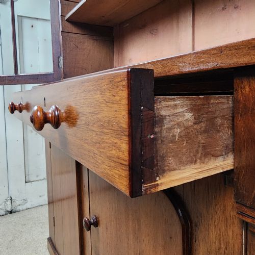 ANTIQUE MAHOGANY BOOKCASE CUPBOARD CONTINENTAL 19TH CENTURY - ADDITIONAL PHOTO 4