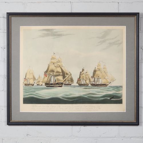 FRAMED ANTIQUE AQUATINT EAST INDIA COMPANY SHIP INGLIS 19TH C AFTER W J HUGGINS - ADDITIONAL PHOTO 1