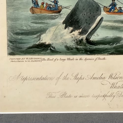FRAMED ANTIQUE AQUATINT SOUTH SEA WHALE FISHERY 19TH C AFTER W J HUGGINS - ADDITIONAL PHOTO 6
