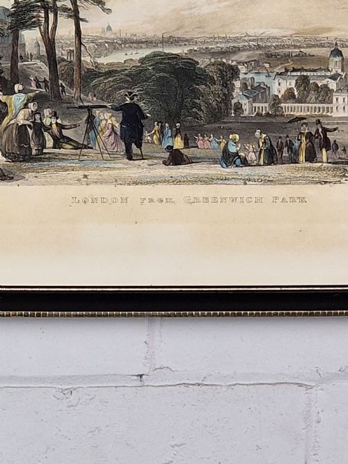 LONDON FROM GREENWICH PARK BY TA PRIOR 19TH CENTURY HAND COLOURED ETCHING - ADDITIONAL PHOTO 1
