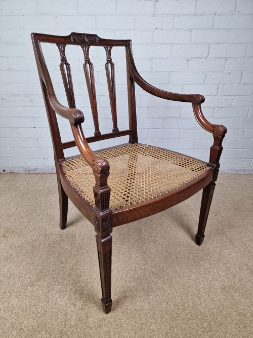 GEORGIAN MAHOGANY OPEN ARMCHAIR SHERATON PERIOD C1795 - ADDITIONAL PHOTO 9