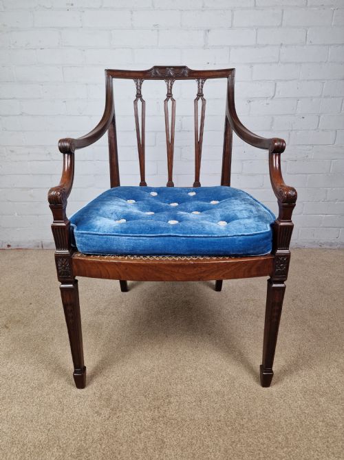 GEORGIAN MAHOGANY OPEN ARMCHAIR SHERATON PERIOD C1795 - ADDITIONAL PHOTO 10
