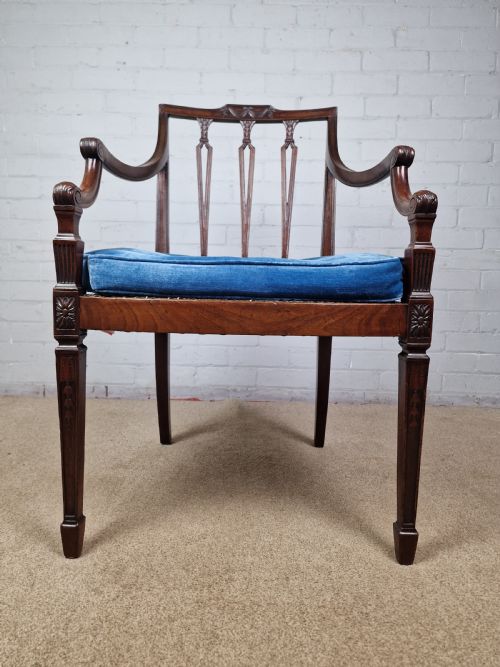 GEORGIAN MAHOGANY OPEN ARMCHAIR SHERATON PERIOD C1795 - ADDITIONAL PHOTO 11