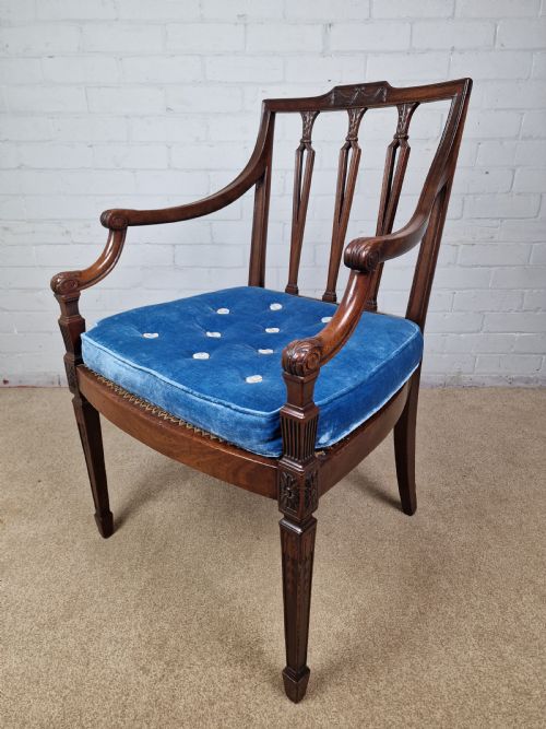 GEORGIAN MAHOGANY OPEN ARMCHAIR SHERATON PERIOD C1795 - ADDITIONAL PHOTO 13