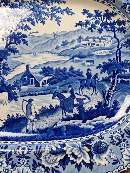 GEORGIAN BLUE WHITE TRANSFERWARE DINNER SERVICE LADIES OF LLANGOLLEN PATTERN - ADDITIONAL PHOTO 4