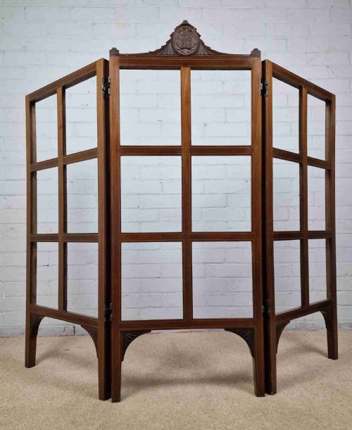 ANTIQUE MAHOGANY FOLDING SCREEN EDWARDIAN 1901 1910