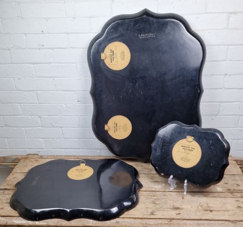 ANTIQUE PAPIER MACHE SET OF 3 TRAYS B WALTON CO EARLY 19TH CENTURY - ADDITIONAL PHOTO 6