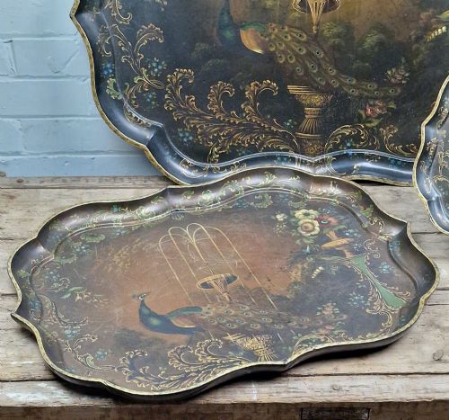 ANTIQUE PAPIER MACHE SET OF 3 TRAYS B WALTON CO EARLY 19TH CENTURY - ADDITIONAL PHOTO 7