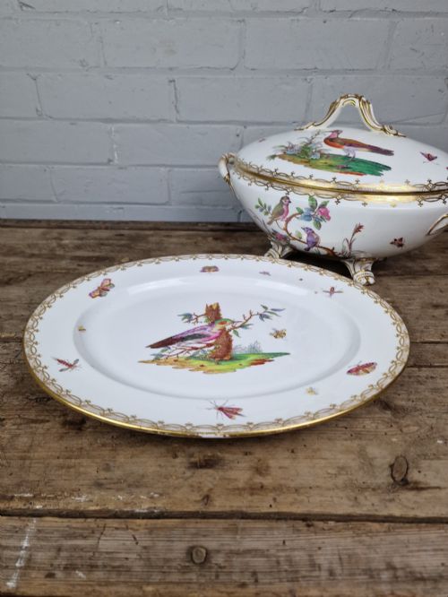 ANTIQUE PORCELAIN SOUP TUREEN BY COALPORT OR COALBROOKDALE ENGLISH CIRCA 1830 - ADDITIONAL PHOTO 3