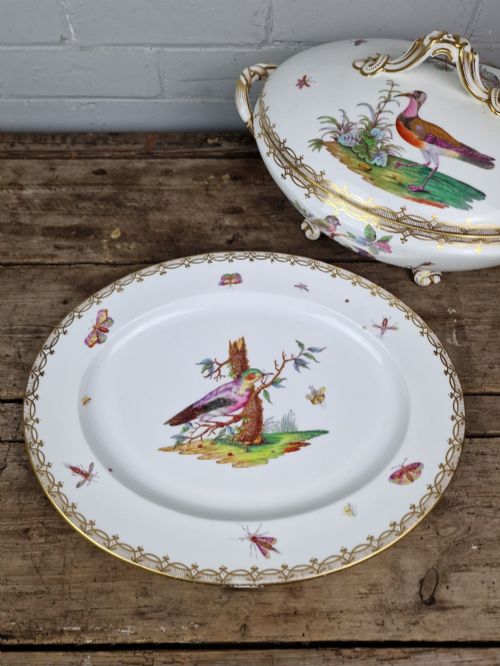 ANTIQUE PORCELAIN SOUP TUREEN BY COALPORT OR COALBROOKDALE ENGLISH CIRCA 1830 - ADDITIONAL PHOTO 4