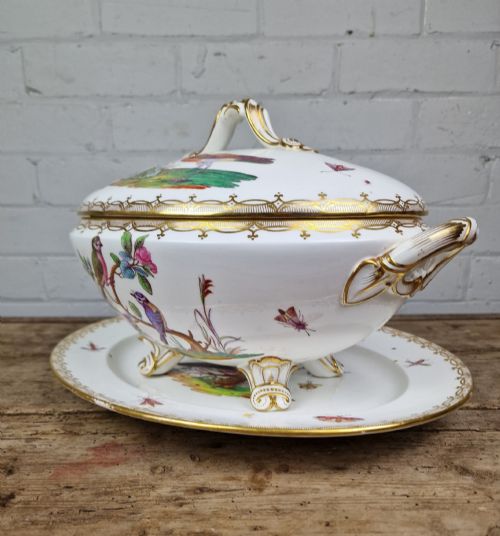 ANTIQUE PORCELAIN SOUP TUREEN BY COALPORT OR COALBROOKDALE ENGLISH CIRCA 1830 - ADDITIONAL PHOTO 5