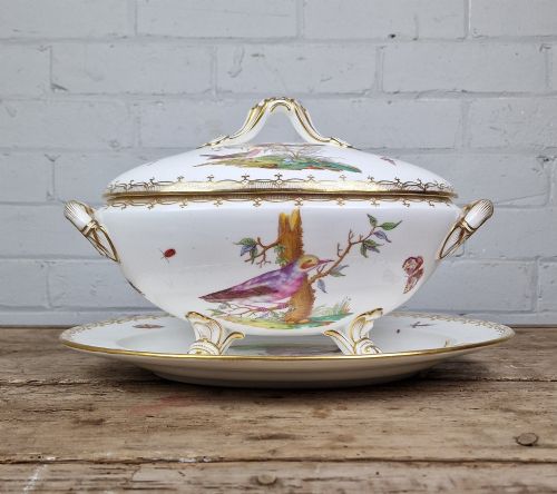 ANTIQUE PORCELAIN SOUP TUREEN BY COALPORT OR COALBROOKDALE ENGLISH CIRCA 1830 - ADDITIONAL PHOTO 10