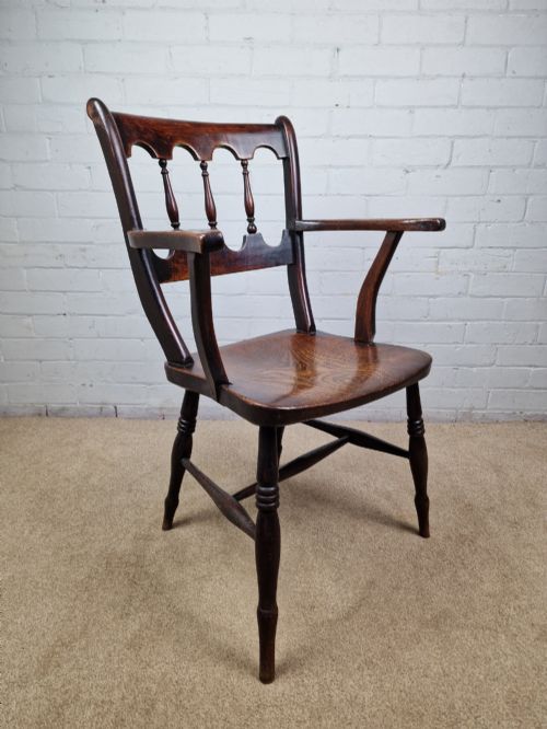 VICTORIAN ELM AND BEECH OXFORD BAR BACK WINDSOR CHAIR - ADDITIONAL PHOTO 2
