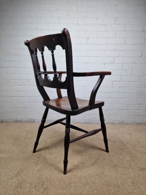 VICTORIAN ELM AND BEECH OXFORD BAR BACK WINDSOR CHAIR - ADDITIONAL PHOTO 4