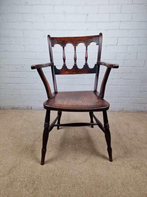 VICTORIAN ELM AND BEECH OXFORD BAR BACK WINDSOR CHAIR