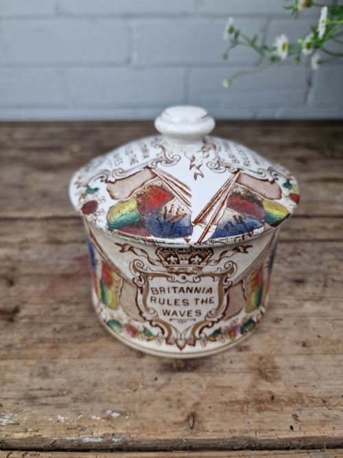 ANTIQUE VICTORIAN CERAMIC BUTTER DISH CIRCA 1898 - ADDITIONAL PHOTO 5