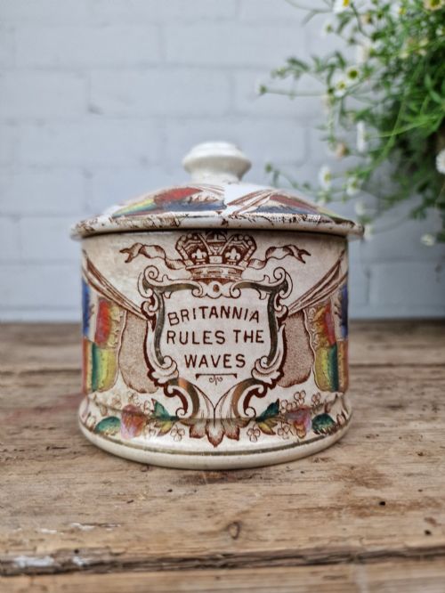 ANTIQUE VICTORIAN CERAMIC BUTTER DISH CIRCA 1898