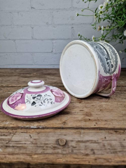 ANTIQUE VICTORIAN SUNDERLAND LUSTREWARE BUTTER DISH CIRCA 1850 - ADDITIONAL PHOTO 4