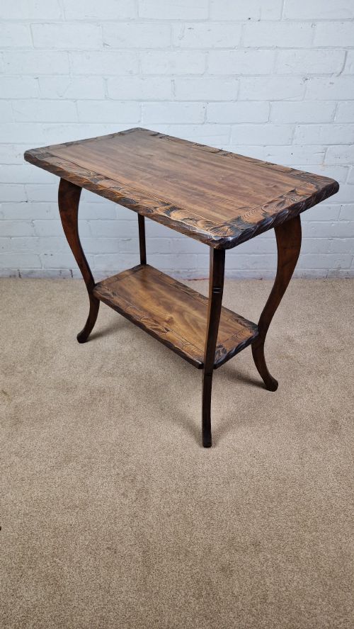 arts crafts period japanese 'nikko bori' carved table circa 1900 - CATEGORY: ANTIQUE TABLES - DATED 1910