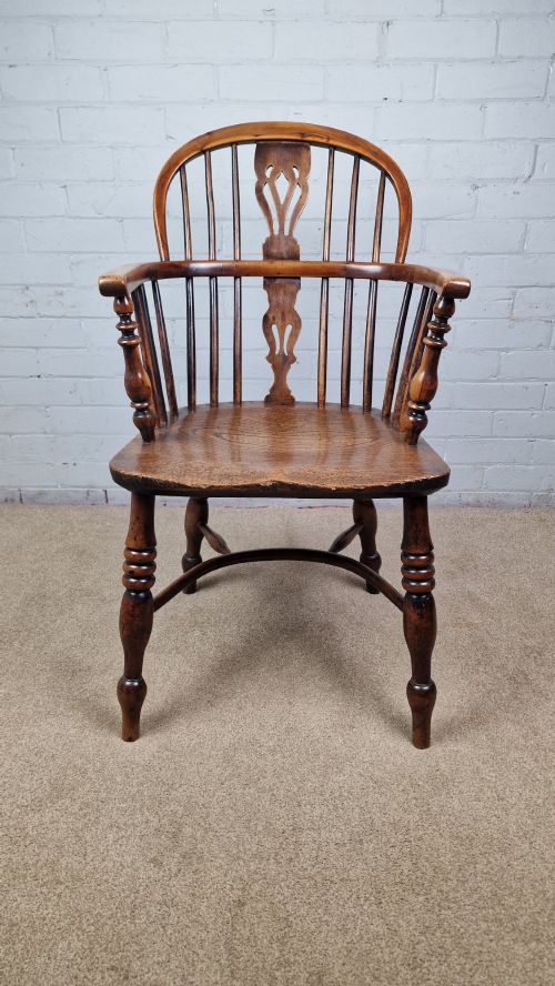 ANTIQUE WINDSOR CHAIR IN YEW AND ELM 19TH CENTURY NOTTINGHAMSHIRE - ADDITIONAL PHOTO 8