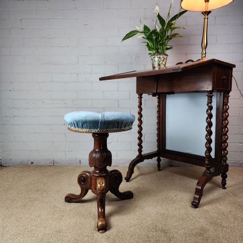 VICTORIAN MAHOGANY STOOL BY JAS SHOOLBRED CO - ADDITIONAL PHOTO 7