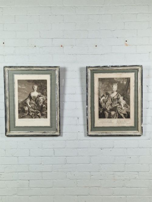 A Pair of Antique French Engravings - 18th Century.