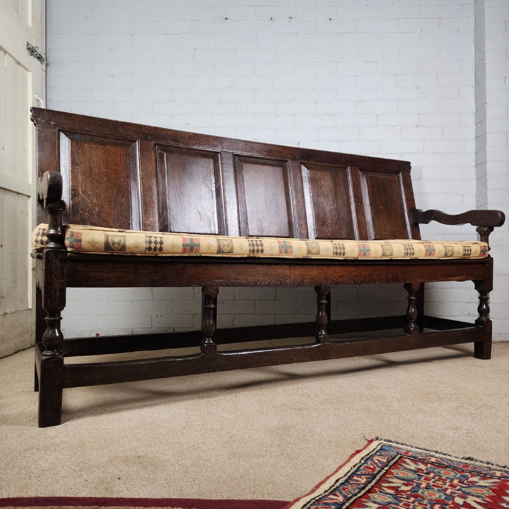 Antique Oak Settle – 18th Century View II