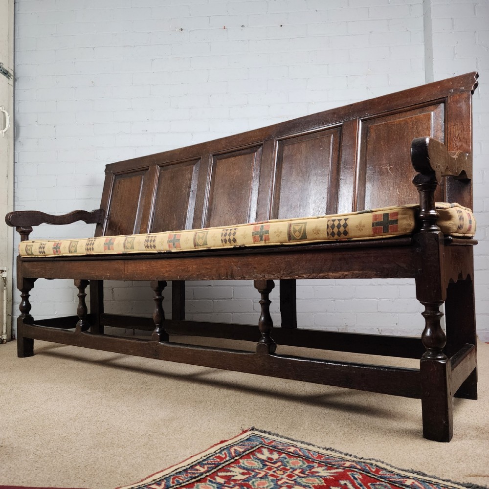 Antique Oak Settle – 18th Century View V
