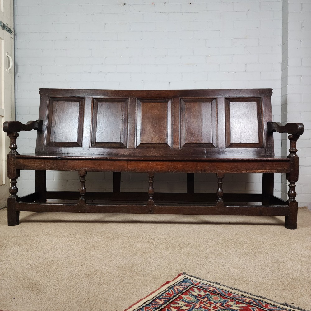 Antique Oak Settle – 18th Century View XI