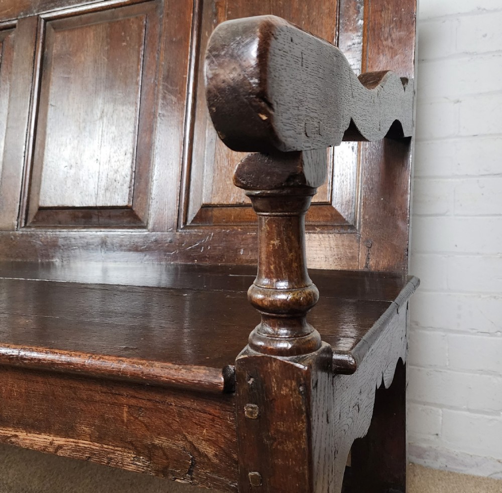 Antique Oak Settle – 18th Century View XIII
