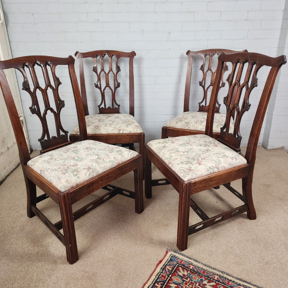 Antique Mahogany Dining Chairs – Late 18th C. Chippendale Style View II